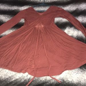 Maroon long sleeve fall dress